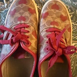 Red and Brown Heart Pattern Sneakers